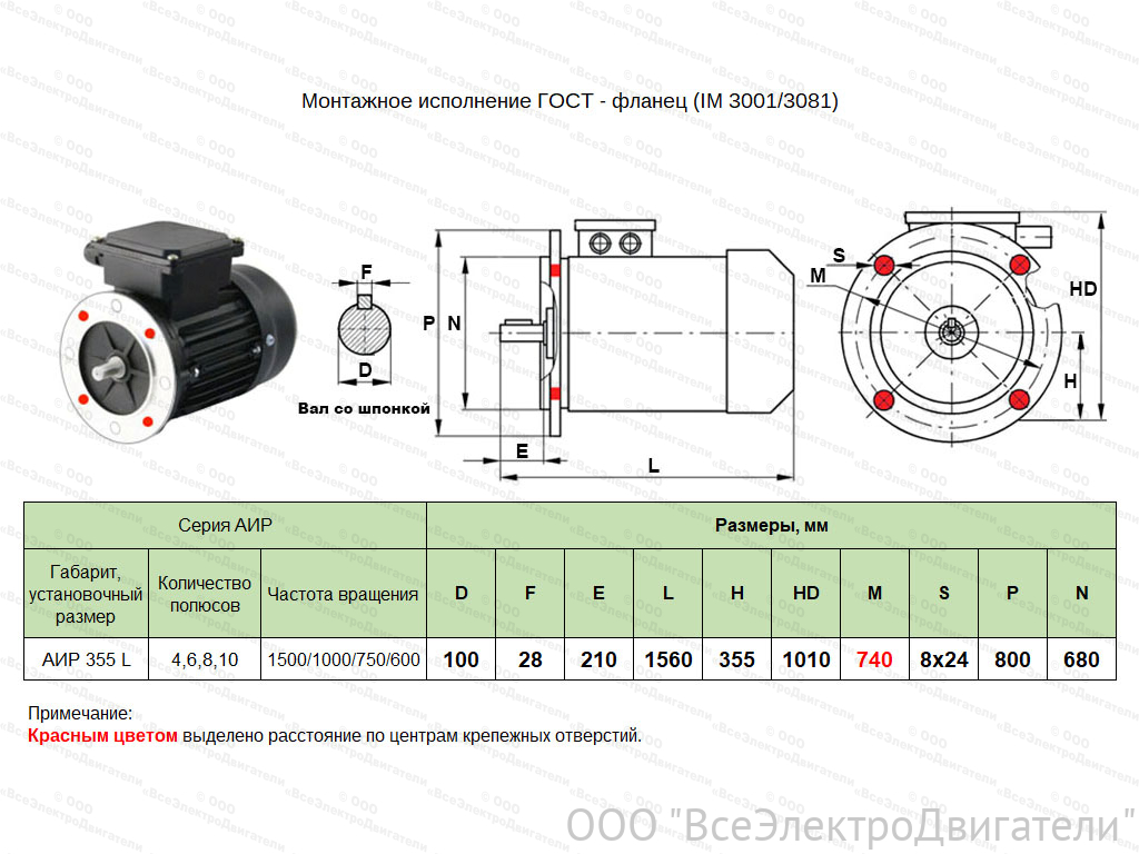 Электродвигатель ЭЛМАШ АИР 355 L10 IM3001 (132 кВт 600 об/мин)1858418