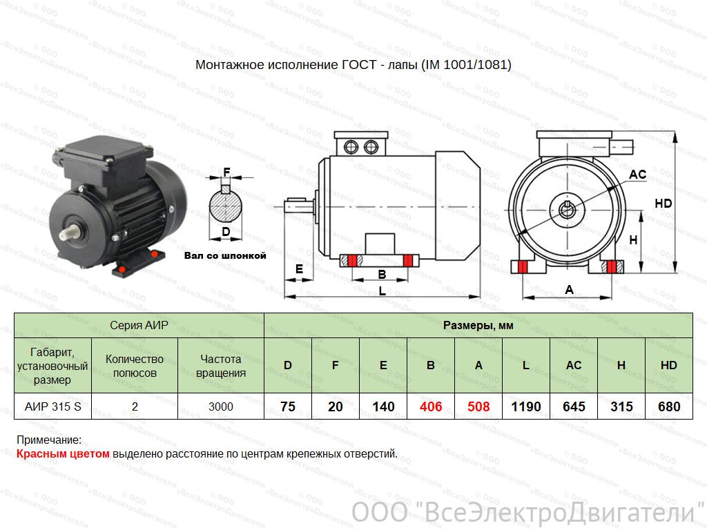 Электродвигатель ЭЛМАШ АИР 315 S2 IM1001 (160 кВт 3000 об/мин)1858263