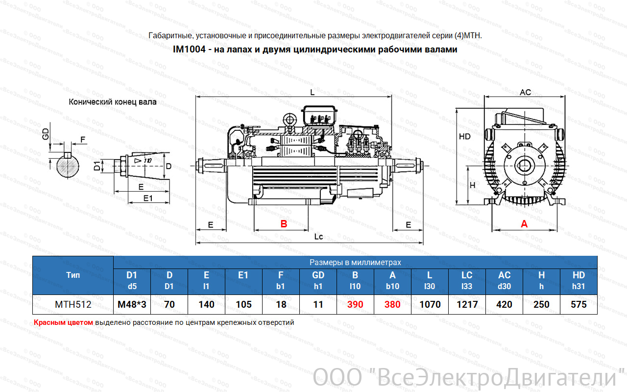 Электродвигатель крановый МТН 512-6, IM1004 (лапы)1840330