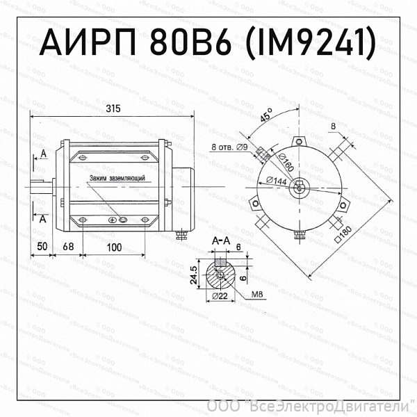 Электродвигатель АИРП 80 В6 'Птичник'